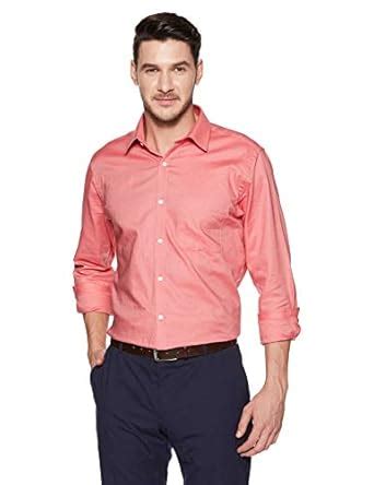 Raymond Men's Plain Slim Fit Formal Shirt (RMSZ08260-R5_Medium Red_40 ...