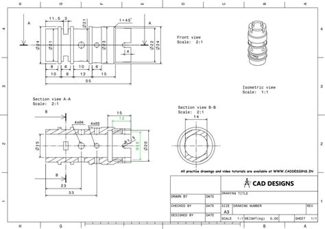 Mechanical PDF Practice Drawing Sheets for AutoCAD, CATIA, NX ...