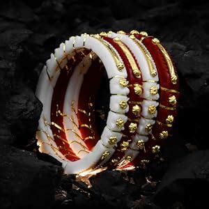 Buy Gold Plated and Shakha Pola Bangle Set for Women (Red & White) at ...