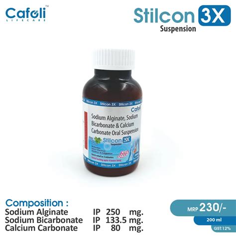 Stilcon 3X Syrup (Calcium Carbonate 80mg + Sodium Alginate 250mg ...