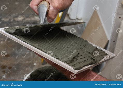 Thin Set Mortar Spread on Tile Stock Image - Image of thin, wall: 18985875