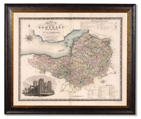Historical Somerset County Map Framed Print - North of Chelsea