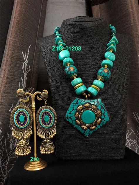 Silver BlueStone Necklace Set – www.soosi.co.in
