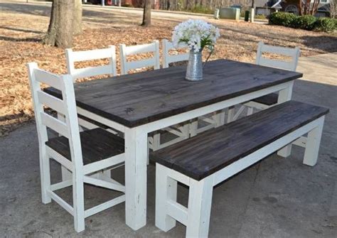 Farmhouse Dining Table With Bench - Foter