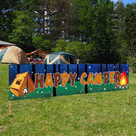 Buy Camping Party Decorations Happy Camper Banner, Camping Theme ...