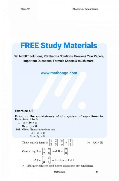 Image result for Class 12 Maths Solutions Chapter 4