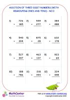 Addition of three-digit numbers (with regrouping ones and tens) - no.3 ...