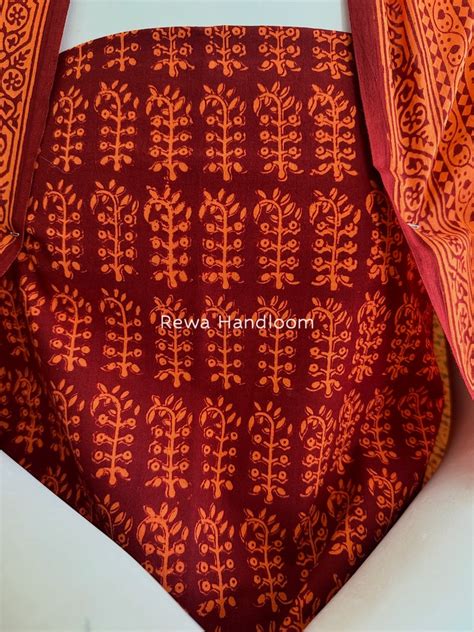 Maroon-Orange Bagh Print Cotton Suit BGCSJ0184 – Rewa Handloom