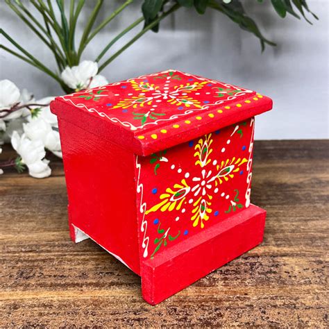 Buy Handmade Red Color Wooden Ceramic Drawer Storage Box at Best Price ...