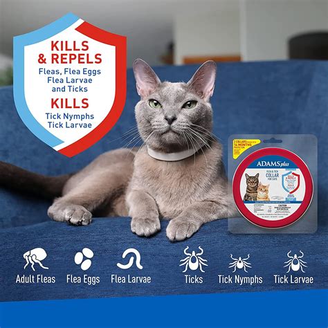 Adams Plus Flea & Tick Collar for Cats | Breakaway Collar | 7 Months Protection | Kills Fleas ...
