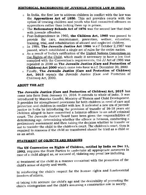 Offences affecting human body - HISTORICAL BACKGROUND OF JUVENILE ...