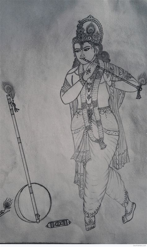 Pencil Sketch of Lord Krishna - Desi Painters