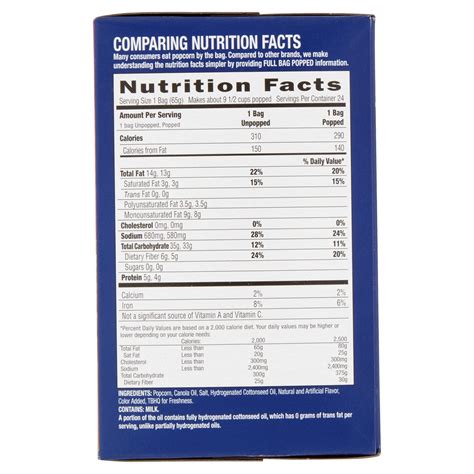 Pop Secret Butter Popcorn Nutrition Label at Marcus Glennie blog