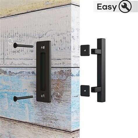 Buy ODOMY Sliding Doors Handle,12 Inch Black Coated Elegant Iron Barn ...