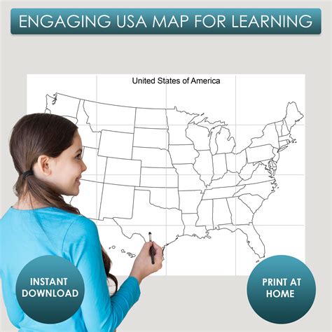 United States Map Large Print Large USA Map Canvas Print #5061