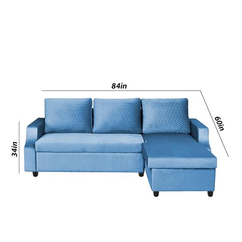 Asper RHS 4 Seater L Shape Sofa Set for Living Room (Turquise Fabric)