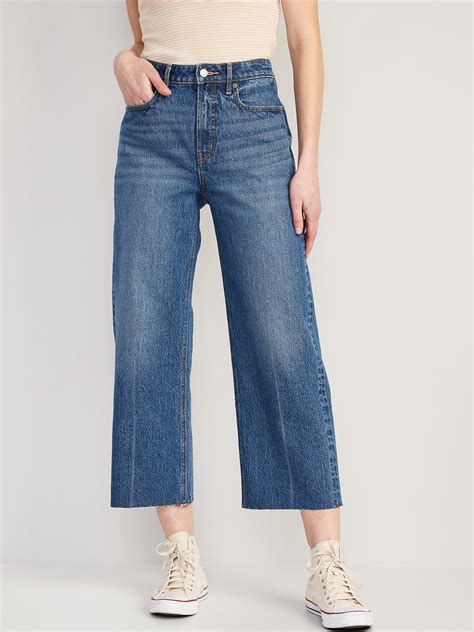 High waisted cropped wide leg jeans online