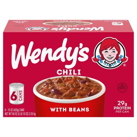 Wendy's Canned Chili with Beans 15 oz Pack, Hearty Beef and Protein ...