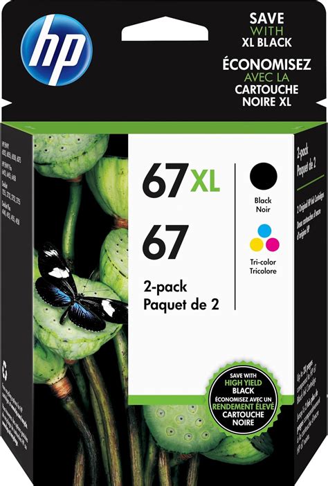 Amazon.com: HP 67XL / 67 Ink Cartridges (Black/Tri-Color) 2-Pack in ...