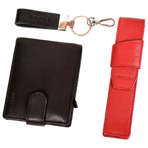 Sassora Genuine Premium Leather Men's Wallet, Keychain and Pencase Val