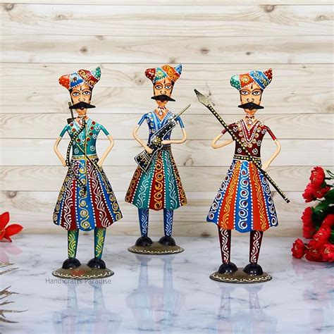 Handicrafts Paradise Iron Maratha Warriors Set of 3pc Showpiece for ...