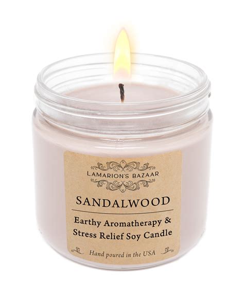 LAMARION'S BAZAAR Sandalwood Scented Candle - Earthy Aromatherapy ...