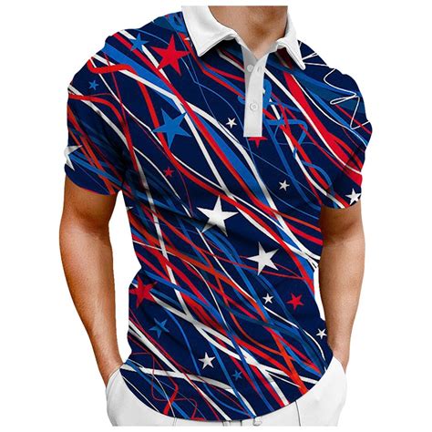 TOWED22 Men's American Flag Polo Shirt Floral Print Short Sleeve Polo T ...