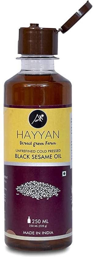 HAYYAN Cold Pressed Virgin Black Sesame Oil Edible Til ka Tel Sesame ...