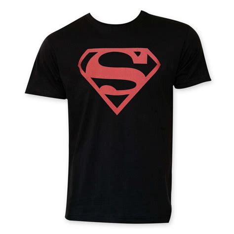 Superman Men's Black Red Logo T-Shirt