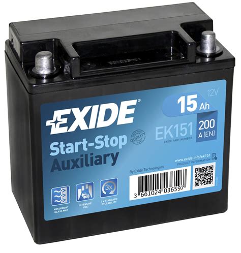 EK151 Exide Auxiliary Battery YTX14-BS case Round Terminals
