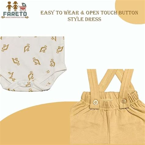 Fareto Cotton Dungaree & T-Shirt Clothing Set for Baby | Casual Dress ...