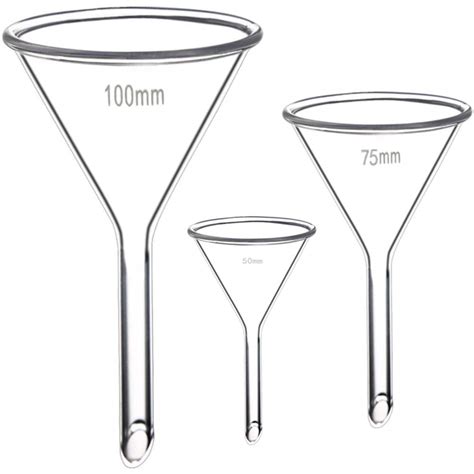 Glass Funnel Set, 3 Sizes - 50, 75, and 100mm, Short Stem, Borosilicate ...