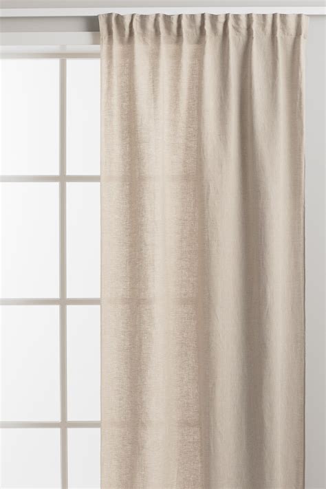 Light beige 2-pack linen curtain lengths at H&M Home | H&M IN