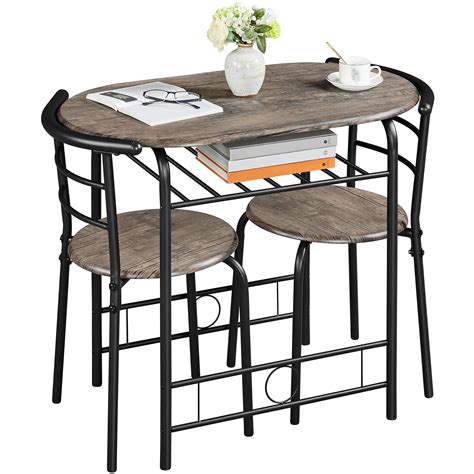 Yaheetech 3 Piece Dining Room Set Modern Round Dining Table ...