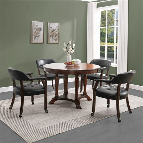 Amazon.com: JESONVID Dining Chair with Casters Set of 4, Accent Kitchen ...