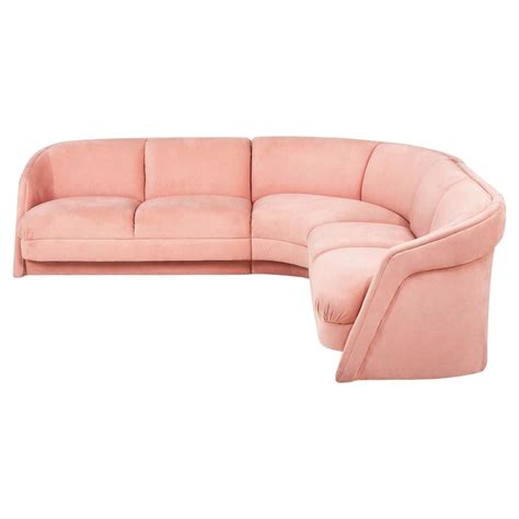 Pink Postmodern Sectional Sofa, Style of Milo Baughman for Thayer ...