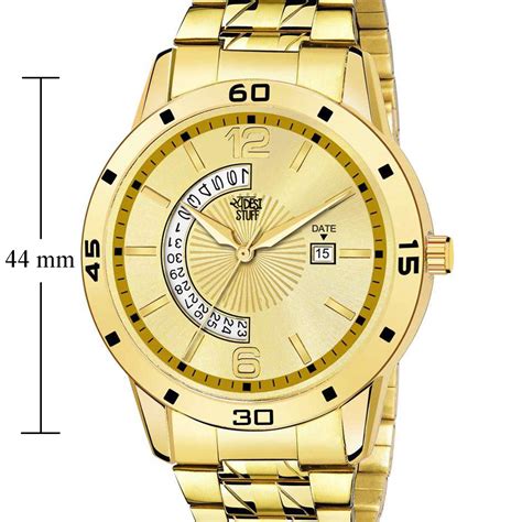 SWADESI STUFF Analogue IPG Gold Dial Date Display Analogue Watch for ...