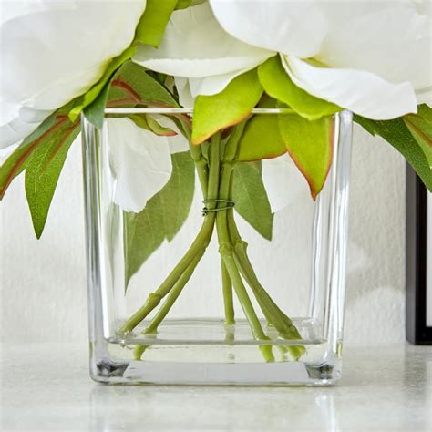 Buy Gloria Crystal Artificial Peony Flowers in Glass Vase from Home ...