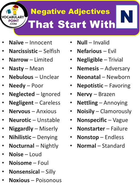 Negative Words That Start With N (Negative Adjectives) - Vocabulary Point