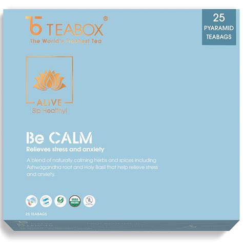 Teabox Be Calm Herbal Tea Bags 25 Pieces | 0% Caffeine Wellness Tea for ...