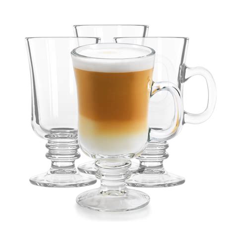 Libbey Irish Coffee Glasses, Elegant Raised Rim Latte Mugs, Dishwasher ...
