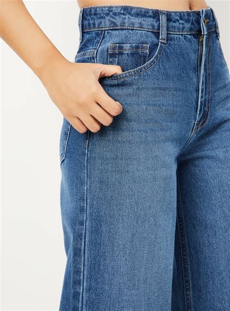 Buy Women Washed High Rise Wide Leg Jeans Online at just Rs. 1299.0 ...