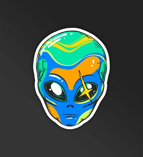 Trippy Alien Head Sticker – Peeekaboo