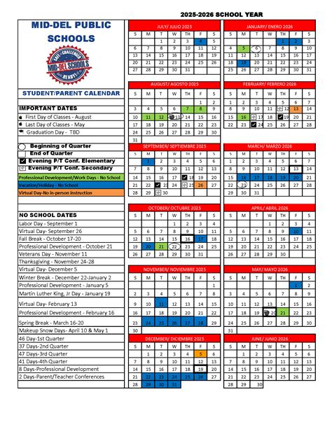 2025-2026 District Calendar | Mid-Del School District