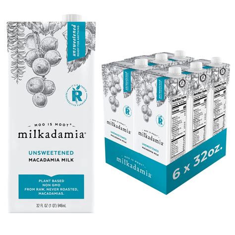 milkadamia Macadamia Milk - Unsweetened - 32 Fl Oz (Pack of 6 ...