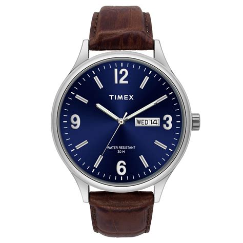 Timex Fashion Men's Blue Dial Round Case Day Date Function Watch -TWEG ...