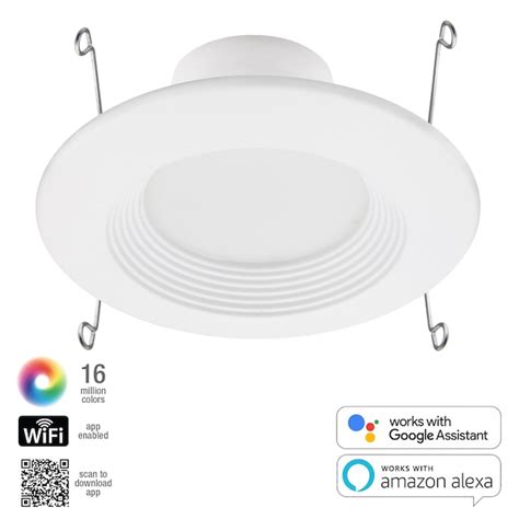 Maxxima Luvoni Smart Bluetooth Compatibility White 6-in 700-Lumen ...