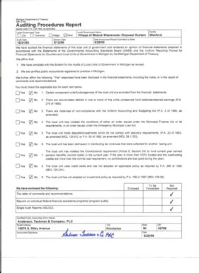 Fillable Online michigan Auditing Procedures Report Issued under P ...