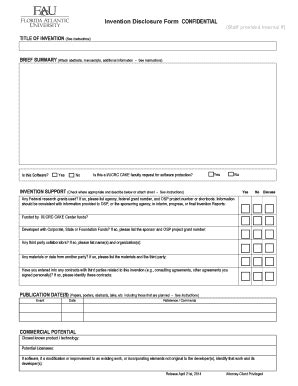 Fillable Online fau Invention Disclosure Form CONFIDENTIAL Fax Email ...