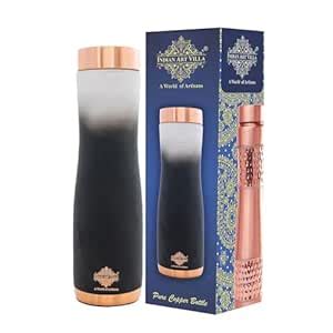 INDIAN ART VILLA Copper Black & White Ombre Silk Finish Bottle, 1000 ML ...
